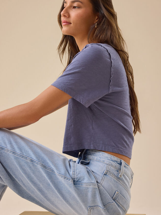 Charly Lace Trim Cropped Tee Detail 4 - TULLABEE