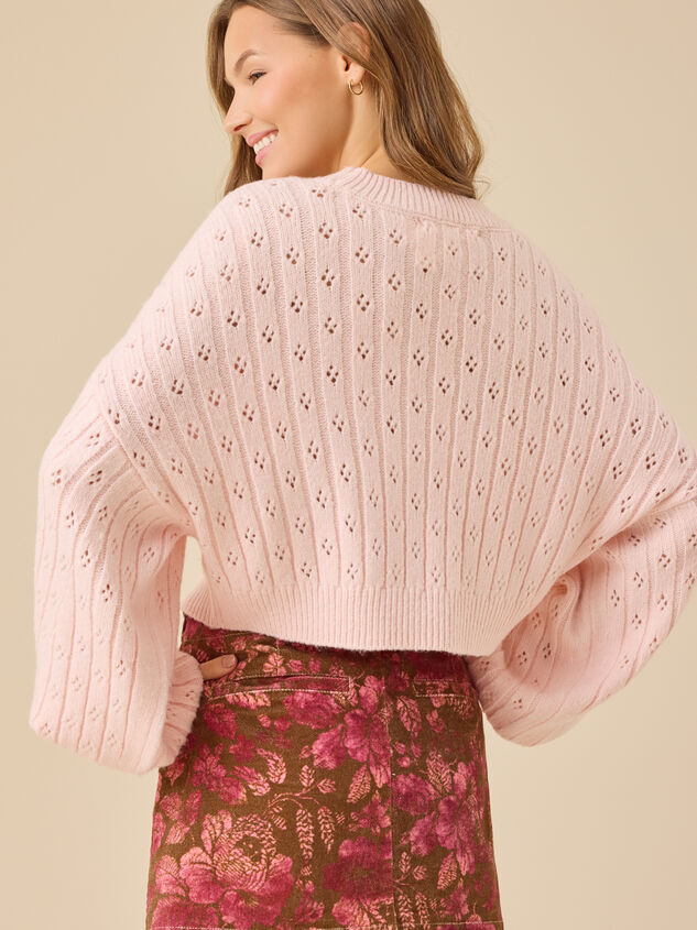 Anastasia Cropped Pointelle Sweater Detail 3 - TULLABEE