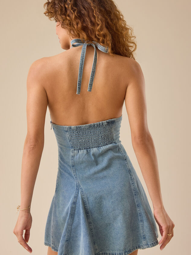 Zana Denim Mini Dress Detail 6 - TULLABEE