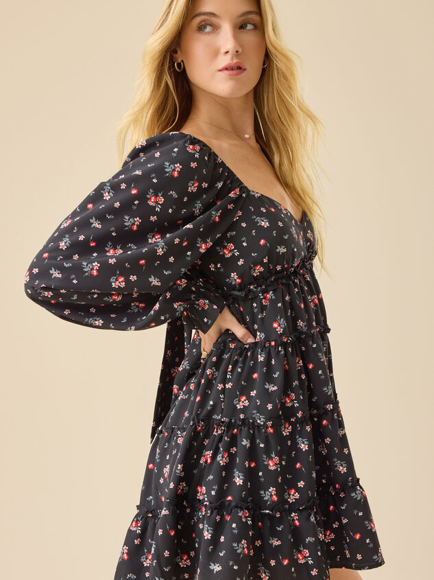 Elara Floral Mini Dress Detail 4 - TULLABEE