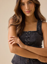 Roxy Denim Lace Up Top Detail 5 - TULLABEE