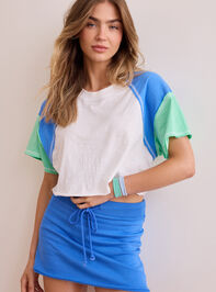 Ace Color Block Crop Tee Detail 2 - TULLABEE
