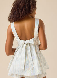 Sloane Striped Bow Back Romper Detail 5 - TULLABEE
