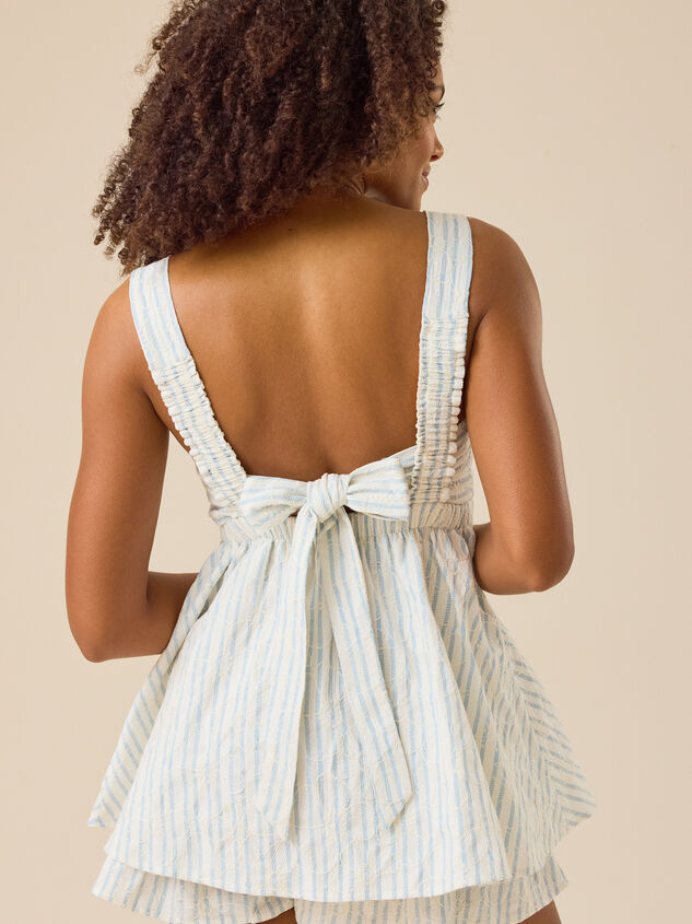 Sloane Striped Bow Back Romper Detail 5 - TULLABEE