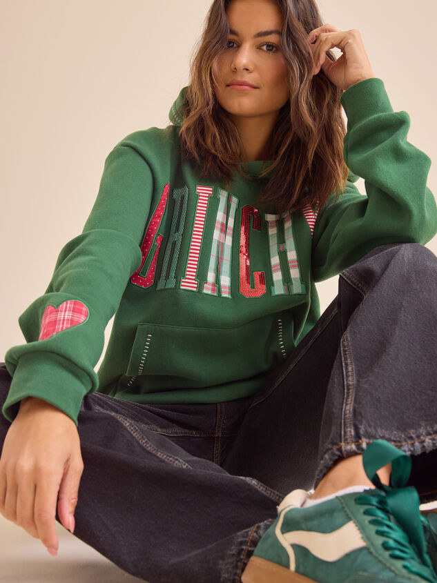 Grinchy Patchwork Hoodie Detail 5 - TULLABEE
