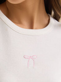 Embroidered Bow Baby Tee Detail 3 - TULLABEE