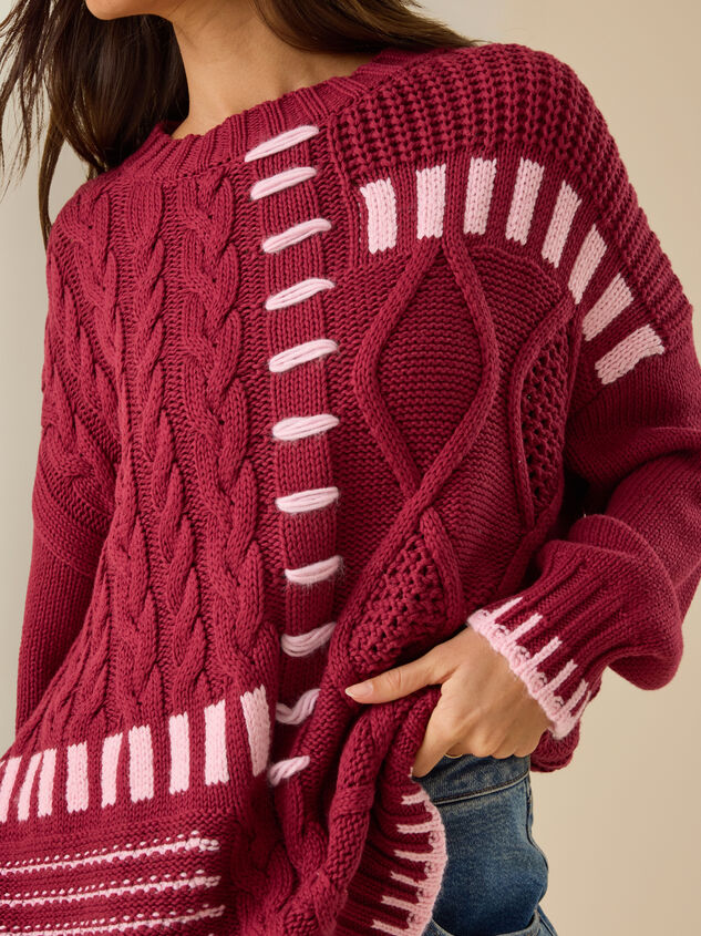 Cierra Cable Whipstitch Sweater - TULLABEE