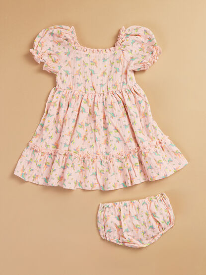 Harlow Hummingbird Baby Dress and Bloomer Set - TULLABEE