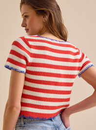 Greta Striped Tie Front Top Detail 4 - TULLABEE