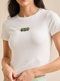 Olive Beaded Embroidery Tee Detail 2 - TULLABEE