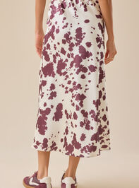 Cow Print Satin Midi Skirt Detail 5 - TULLABEE