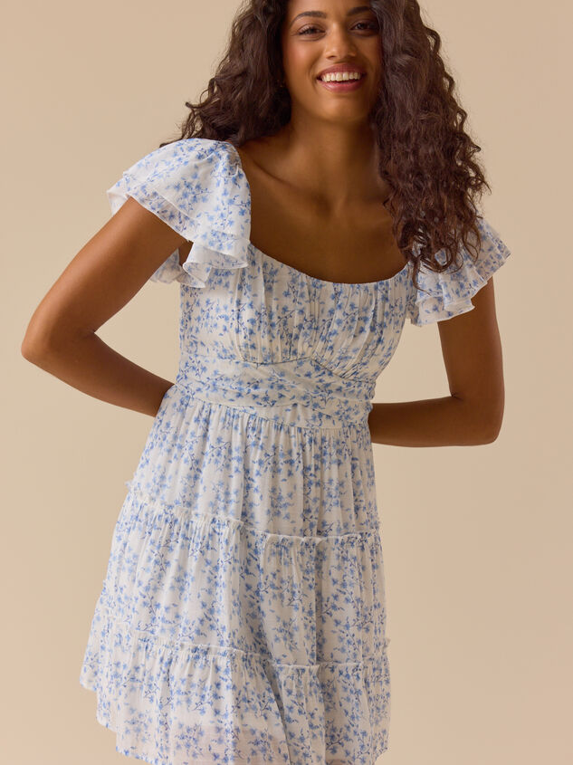 Florence Floral Mini Dress Detail 3 - TULLABEE