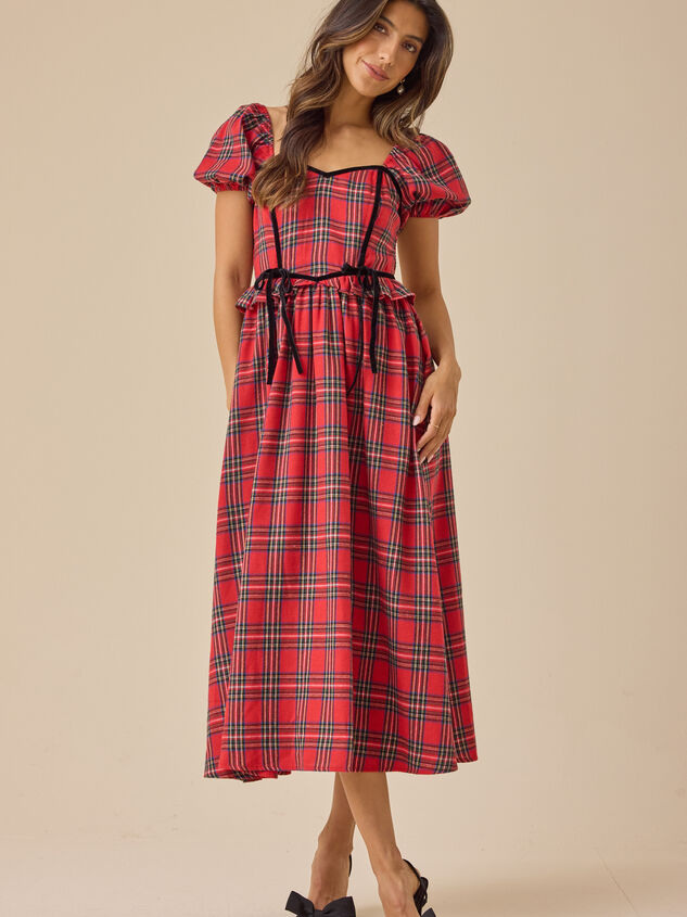 Morgan Puff Sleeve Plaid Dress - TULLABEE