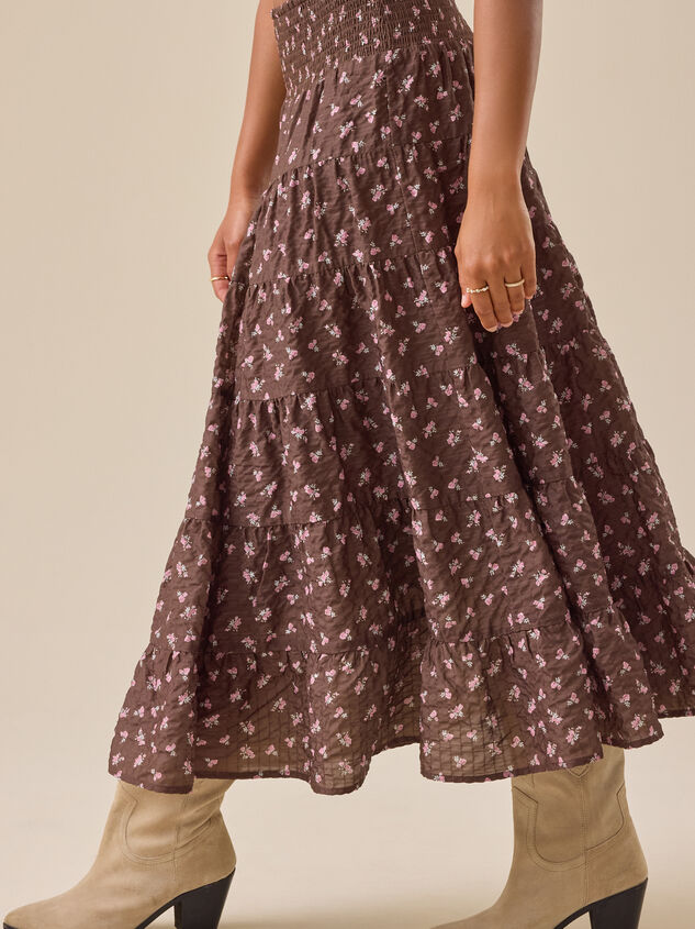 Tilla Floral Tiered Midi Skirt Detail 4 - TULLABEE