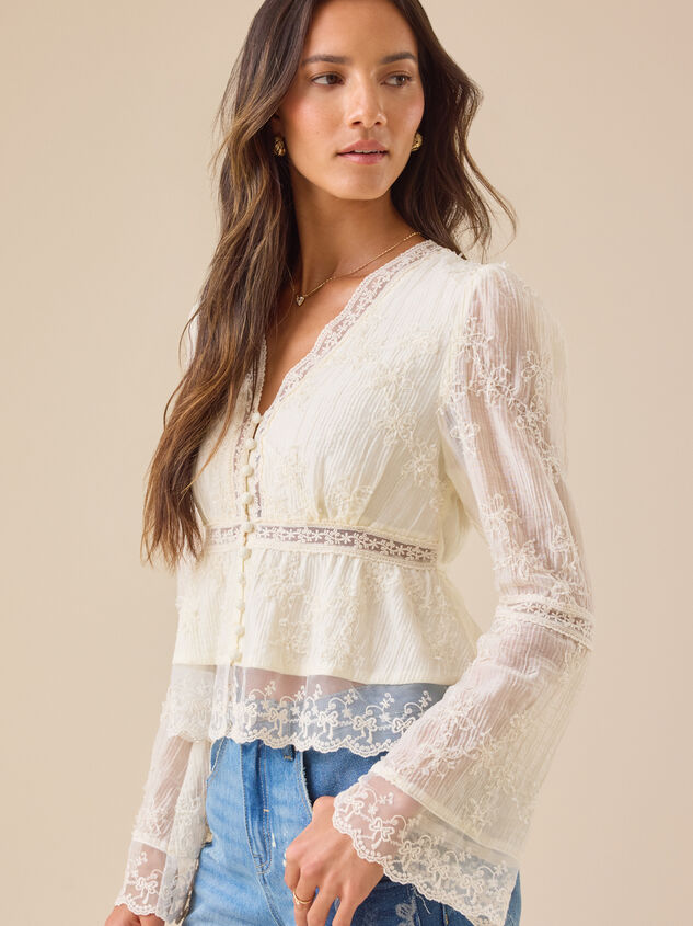 Clarice Embroidered Babydoll Top Detail 3 - TULLABEE