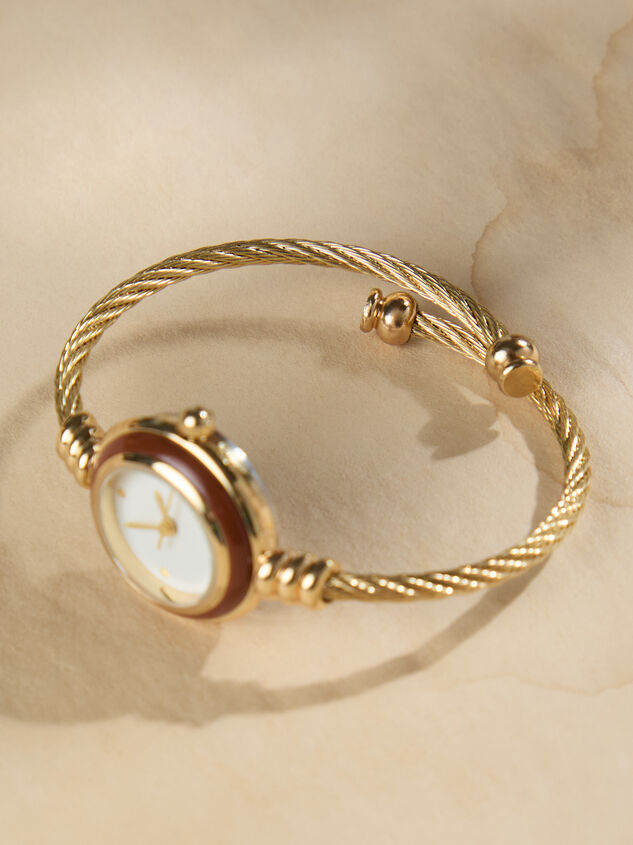 Cocoa Round Face Cuff Watch Detail 2 - TULLABEE