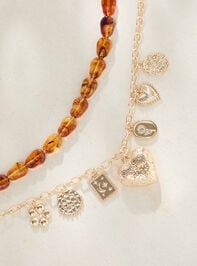 Layered Beaded Charm Dangles Statement Necklace - TULLABEE