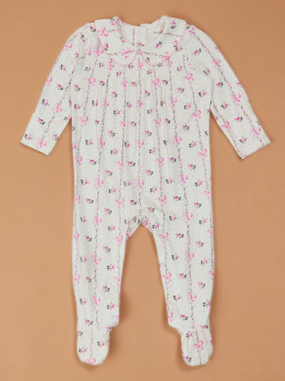 Floral Bow Collar Footie - TULLABEE