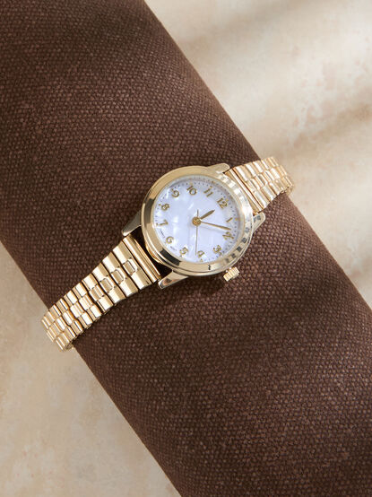 Mother of Pearl Stretch Round Watch - TULLABEE