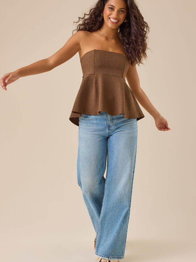 Stevie Strapless Peplum Top Detail 3 - TULLABEE