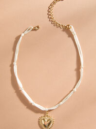True Heart Cord Charm Necklace Detail 2 - TULLABEE