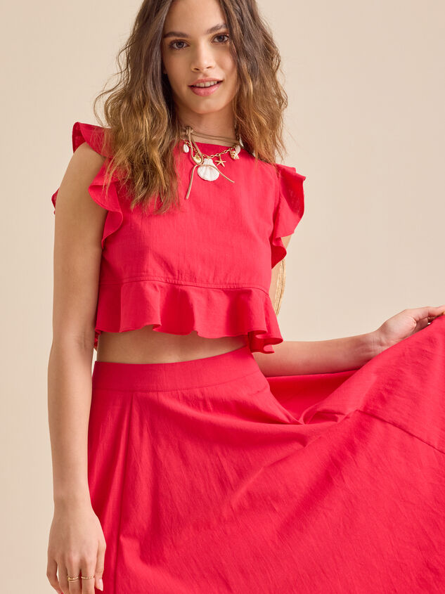 Grace Linen Ruffle Top Detail 2 - TULLABEE