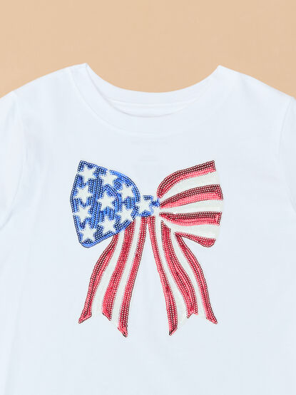 American Bow Sequins Graphic Tee - TULLABEE