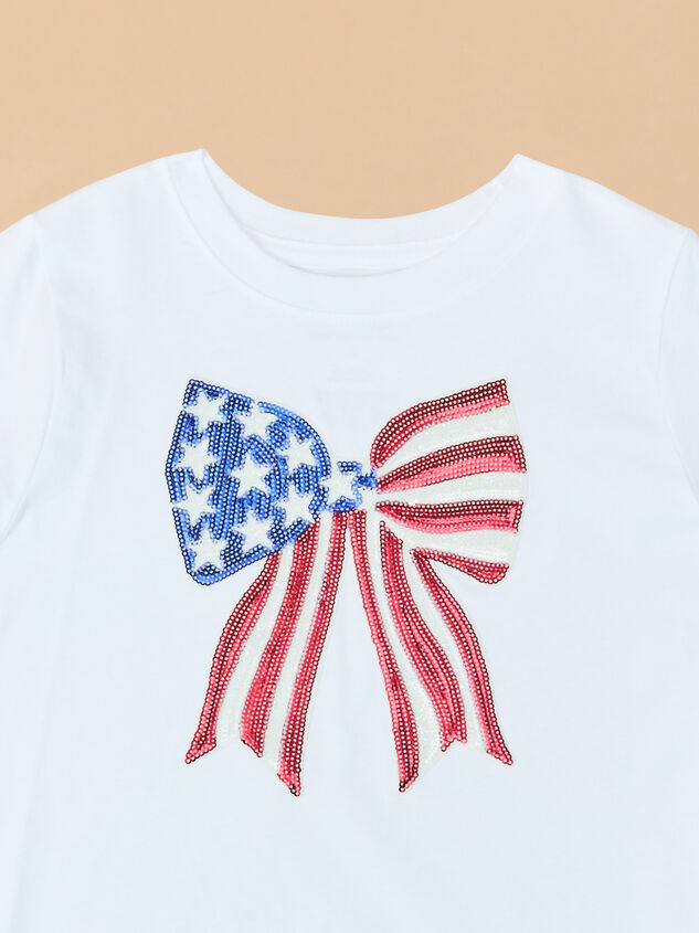 American Bow Sequins Graphic Tee Detail 3 - TULLABEE
