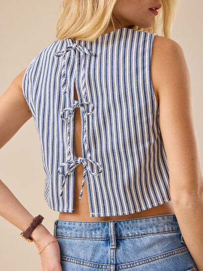 Issy Striped Linen Top - TULLABEE