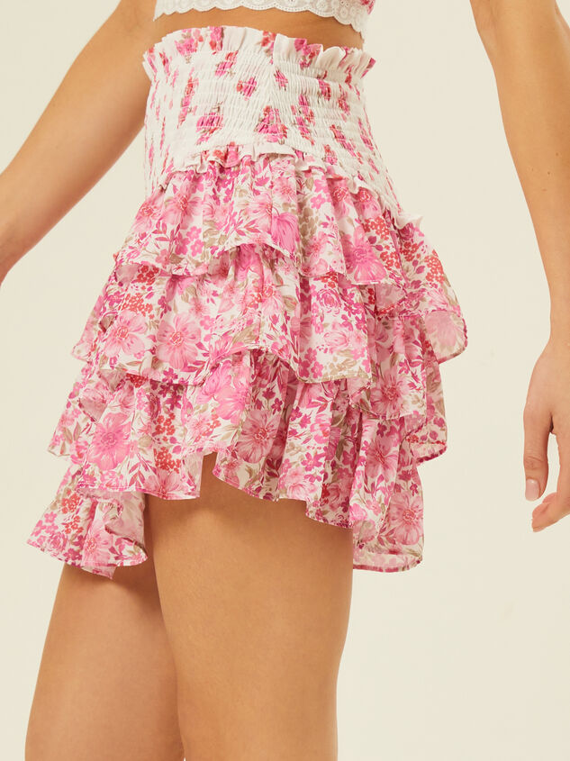 Briella Floral Mini Skirt Detail 4 - TULLABEE