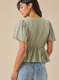 Millicent Lace Trim Peplum Top Detail 4 - TULLABEE
