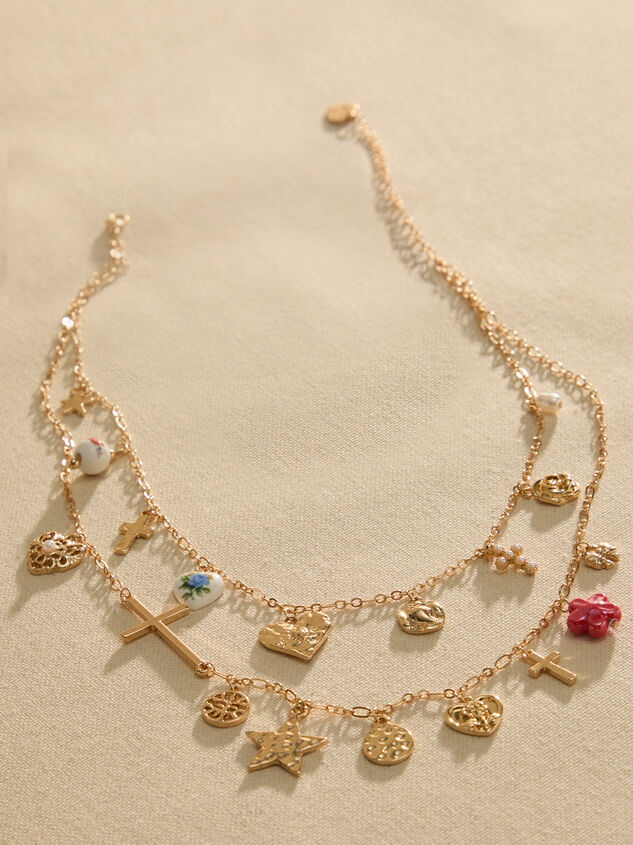 Statement Cross Layered Charm Necklace - TULLABEE