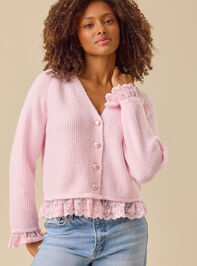 Salome Lace Trim Cardigan Detail 2 - TULLABEE
