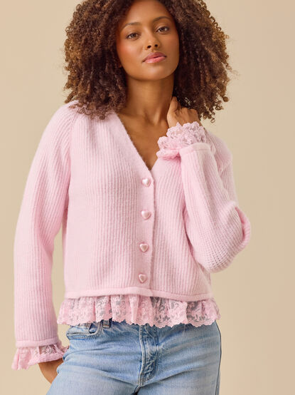 Salome Lace Trim Cardigan - TULLABEE
