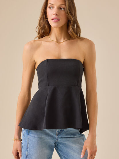 Stevie Strapless Peplum Top - TULLABEE