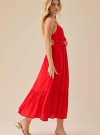 Olive Lace Up Maxi Dress Detail 3 - TULLABEE