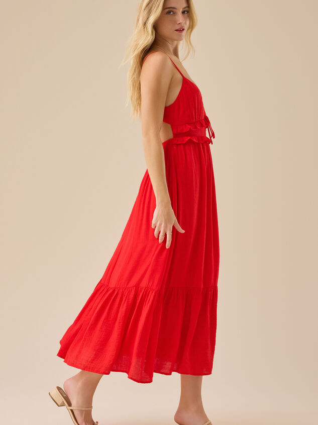 Olive Lace Up Maxi Dress Detail 3 - TULLABEE