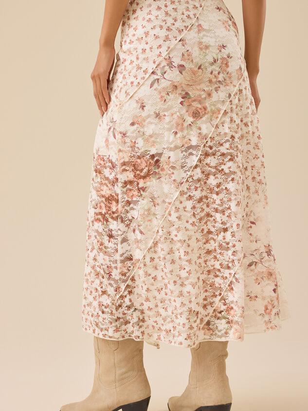 Azalea Printed Lace Midi Skirt Detail 5 - TULLABEE