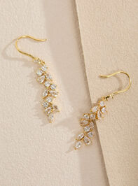 Evelyn CZ Leaf Dangle Earrings - TULLABEE