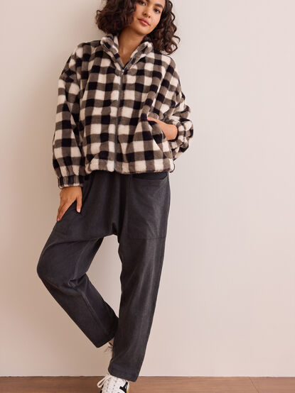 Sideline Gingham Fur Jacket - TULLABEE