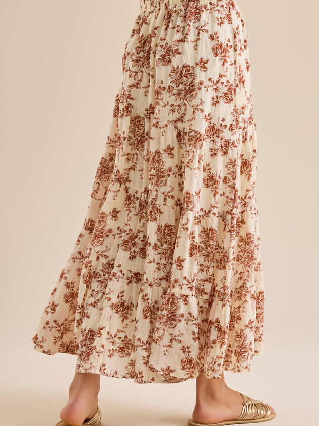 Daphne Floral Maxi Skirt Detail 5 - TULLABEE