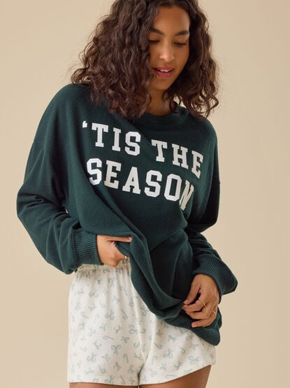 Candy Cane Bow Lounge Shorts - TULLABEE