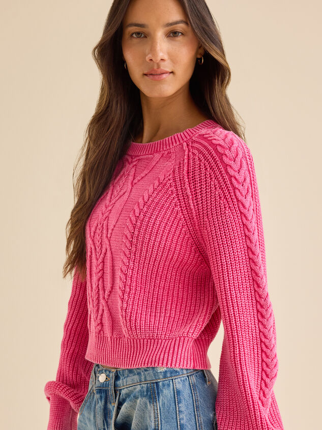 Peyton Cable Knit Sweater Detail 3 - TULLABEE