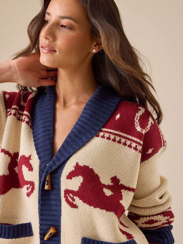 Bonnie Horse Cardigan Detail 3 - TULLABEE