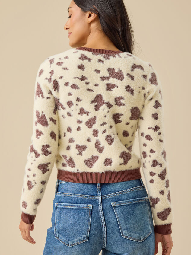 Kendall Cow Print Cardigan Detail 5 - TULLABEE