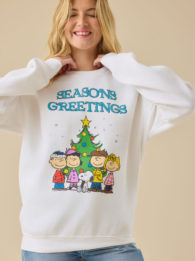Peanuts Seasons Greetings Pullover Detail 3 - TULLABEE
