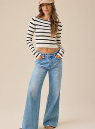Sophi Striped Boat Neck Top Detail 2 - TULLABEE