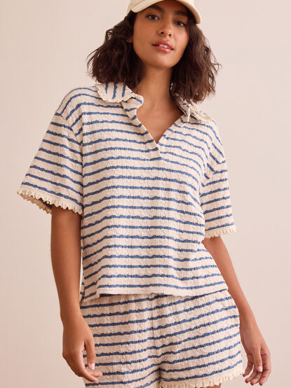 Montauk Striped Polo Top - TULLABEE