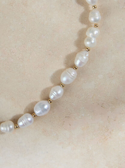 Rory Pearl Gold Bead Choker - TULLABEE