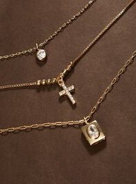 Layered Cross Charm Necklace Detail 2 - TULLABEE